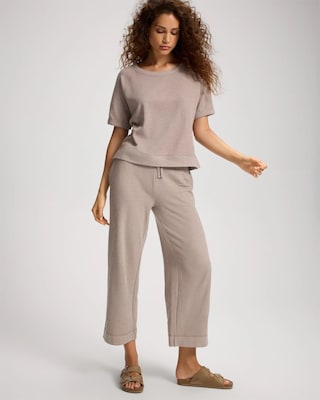Slub French Terry Relaxed Wide Leg Ankle Pants