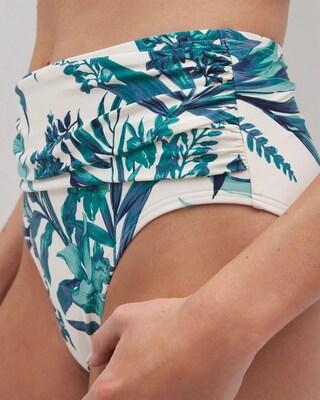 Ruched High-Waist Bikini Bottom click to view larger image.