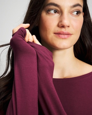 Ruched Long Sleeve Pajama Tee click to view larger image.