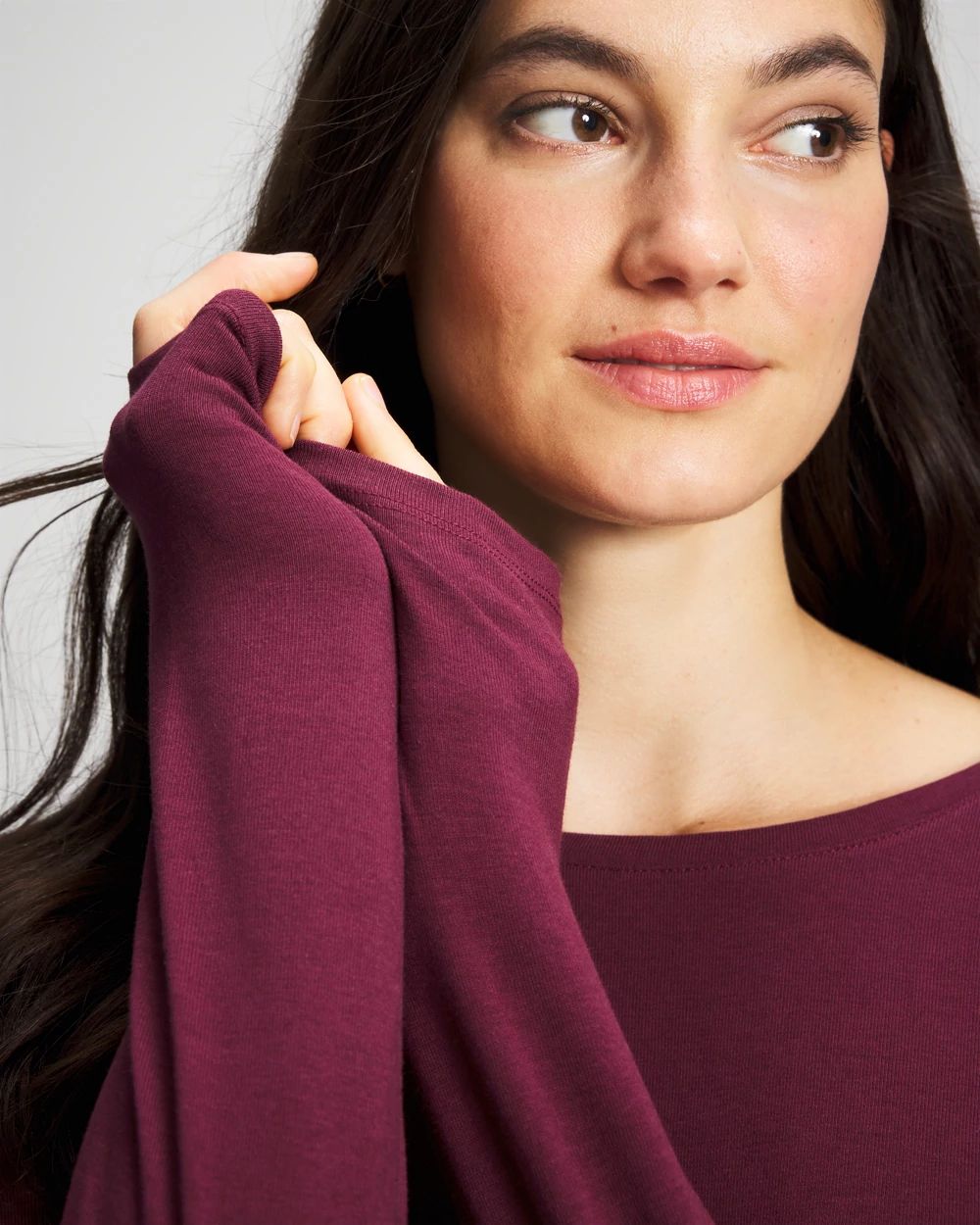 Most Loved Cotton Ruched Long Sleeve Pajama Tee