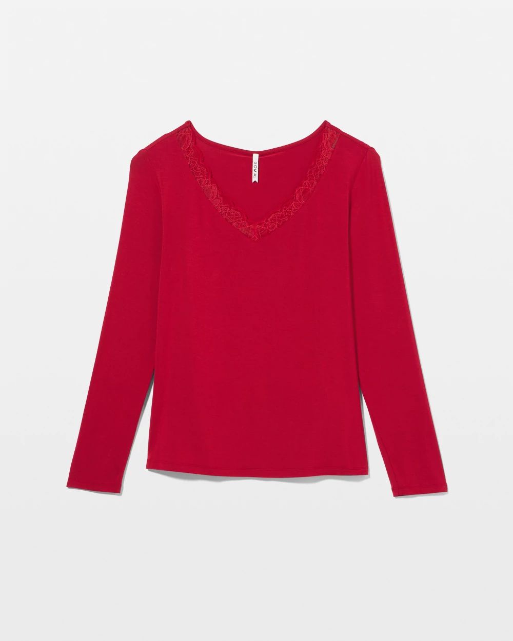 Cool Nights Lace Trim Long-Sleeve Pajama Top