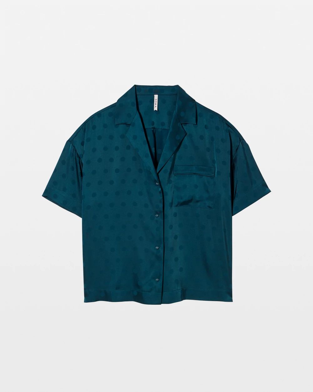 Satin Jacquard Dot Relaxed Notch Collar Pajama Top