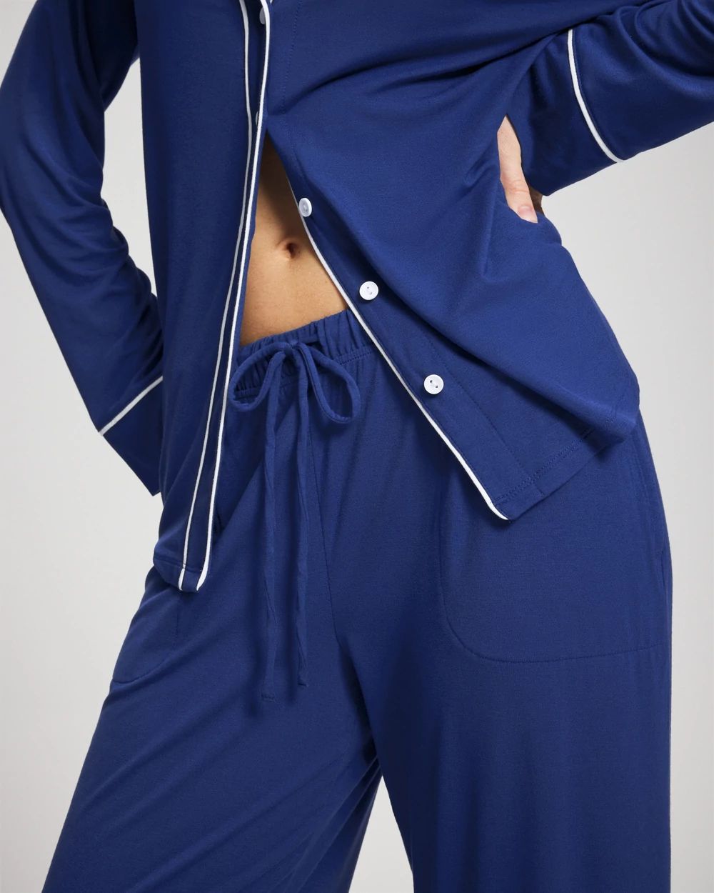 Cool Nights Solid Piped Pajama Pant