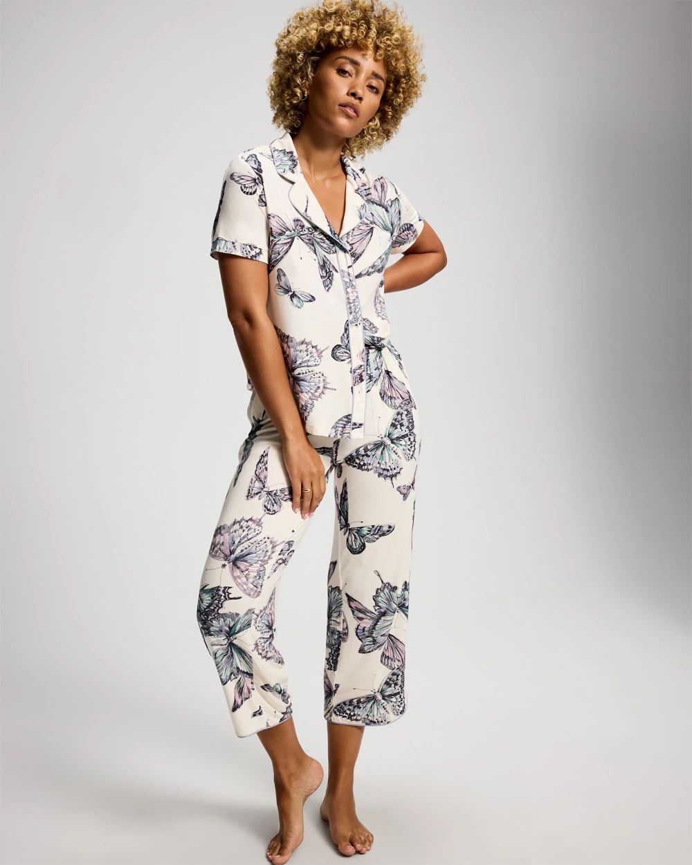 Cool Nights Piped Crop Pajama Pants
