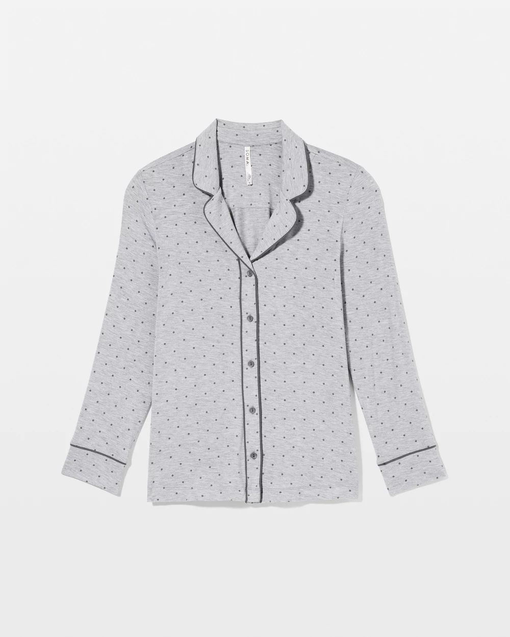 Long-Sleeve Printed Notch Collar Pajama Top click to view larger image.