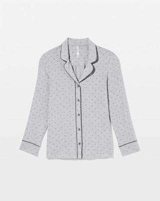 Long-Sleeve Printed Notch Collar Pajama Top click to view larger image.