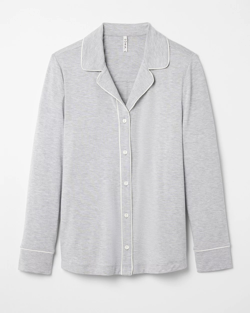 Long-Sleeve Notch Collar Pajama Top