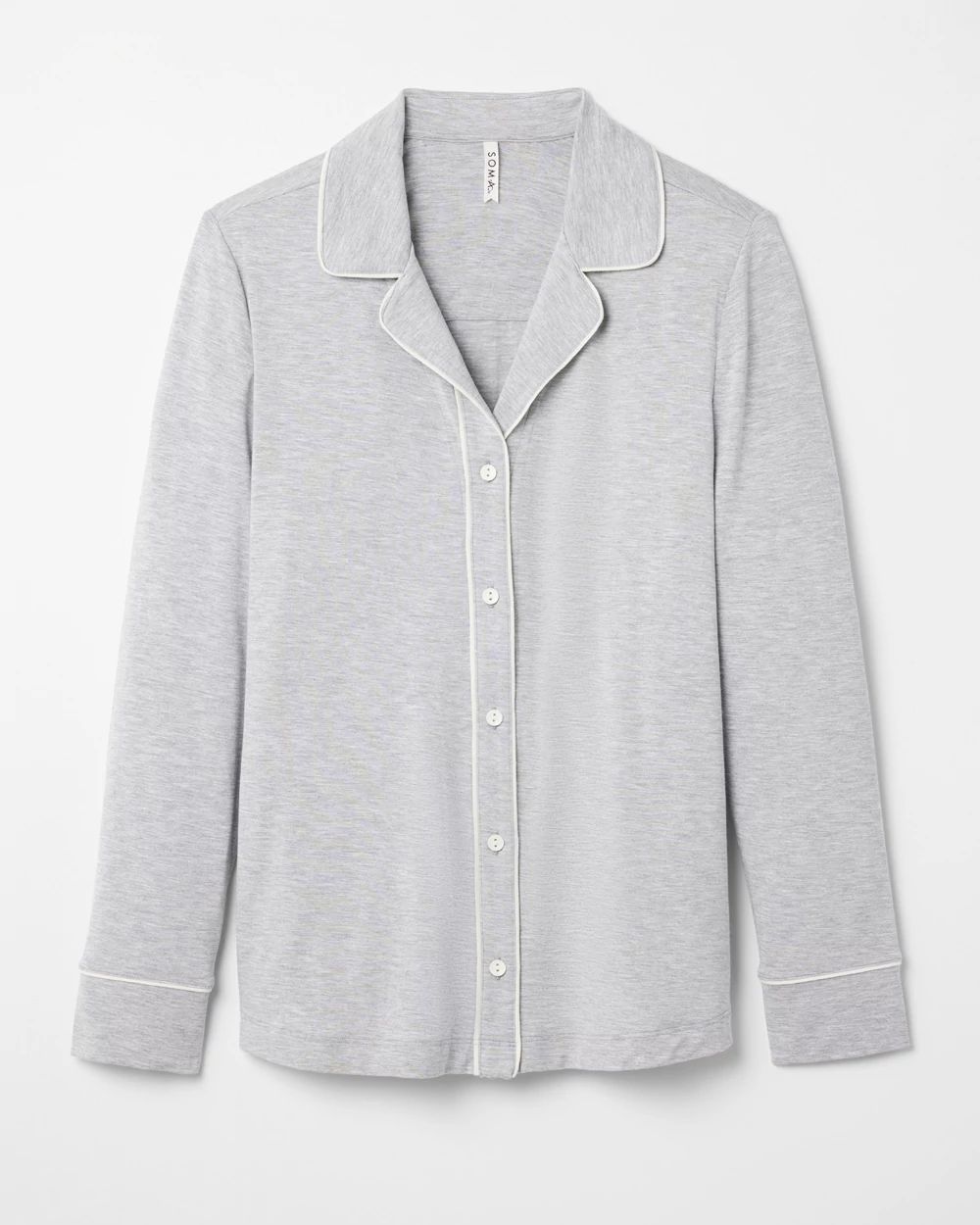 Long-Sleeve Notch Collar Pajama Top click to view larger image.