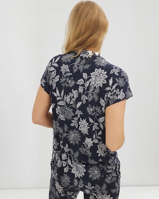 Mandarin Collar Short Sleeve Pajama Top click to view larger image.
