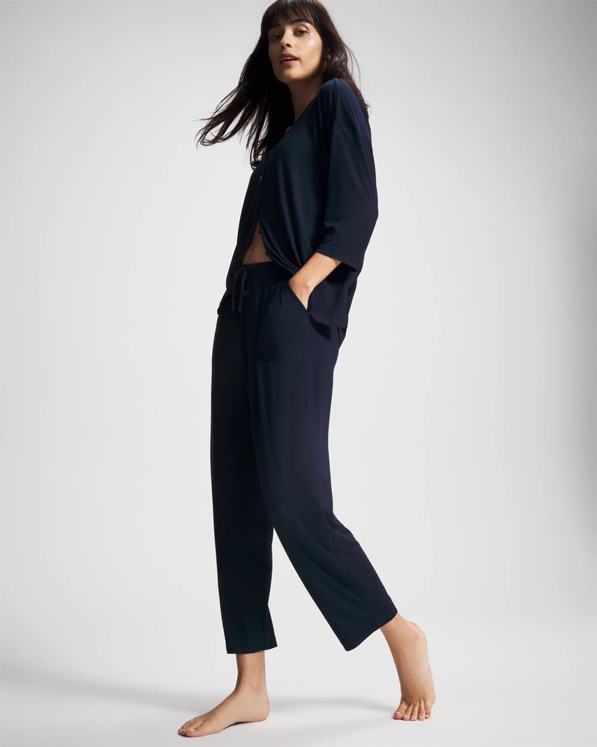 Soma Women's Cool Nights Ankle Pajama Pants In Navy Blue Size Xs | Pajama Sets In Nightfall Navy