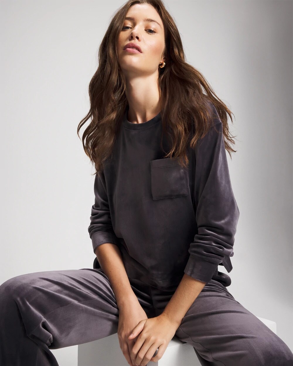 Velour Crewneck Sweatshirt