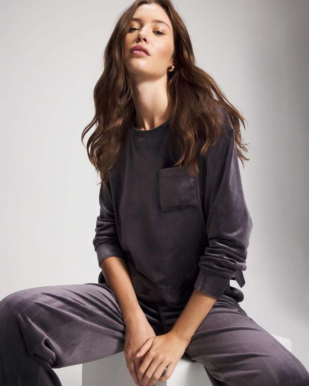 Velour Crewneck Sweatshirt