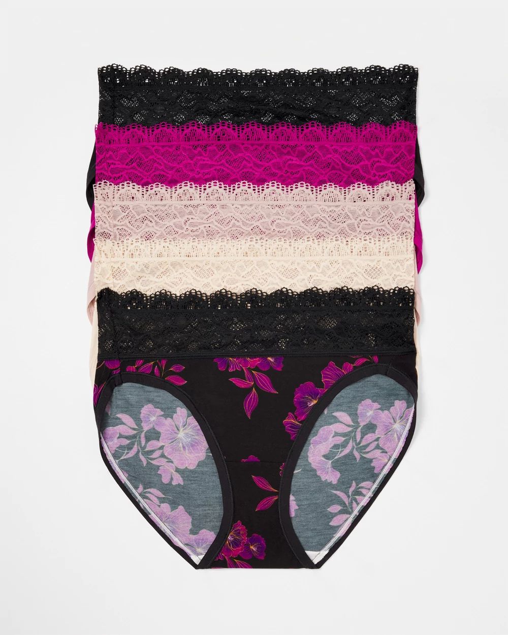 Embraceable High-Leg Panty with Super Soft Enchanting Lace 5 pack
