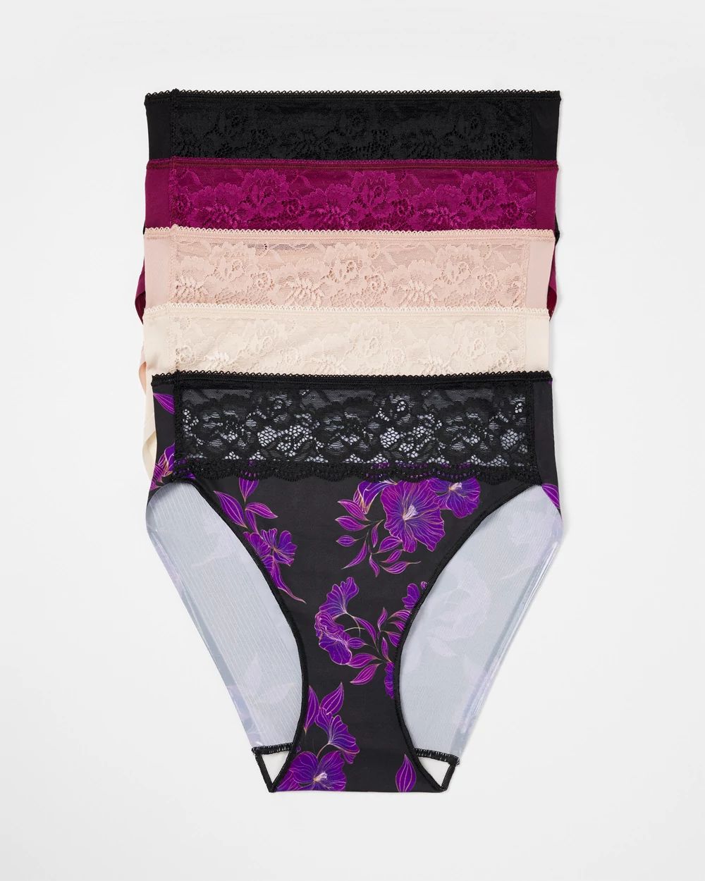 Vanishing Edge High-Leg Brief Panty with Lace 5 Pack