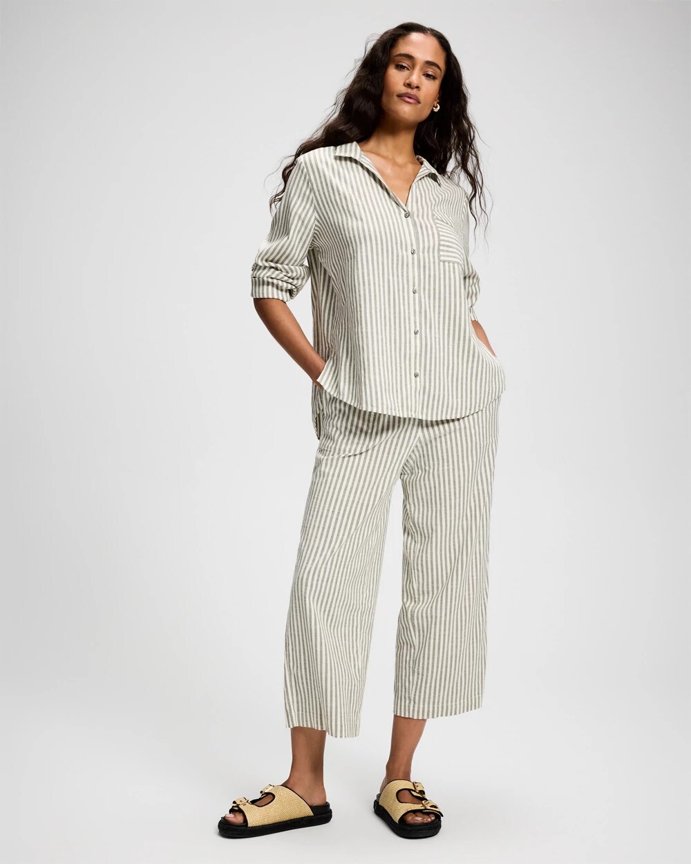 Beach Cotton Long Sleeve Button-Up