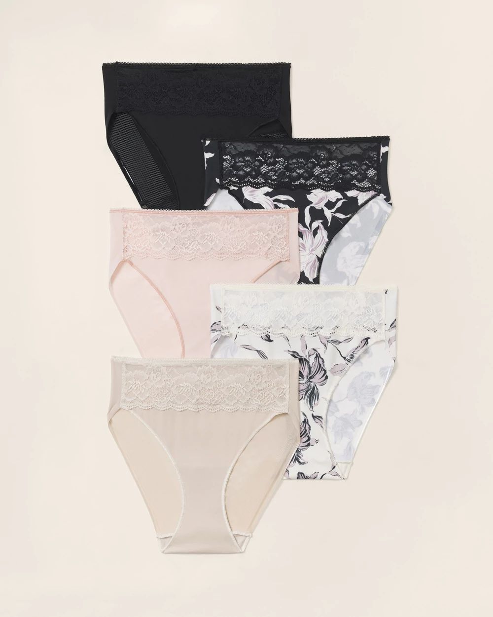 Edge High-Leg Brief Panty with Lace 5 Pack