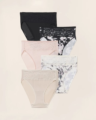 Edge High-Leg Brief Panty with Lace 5 Pack