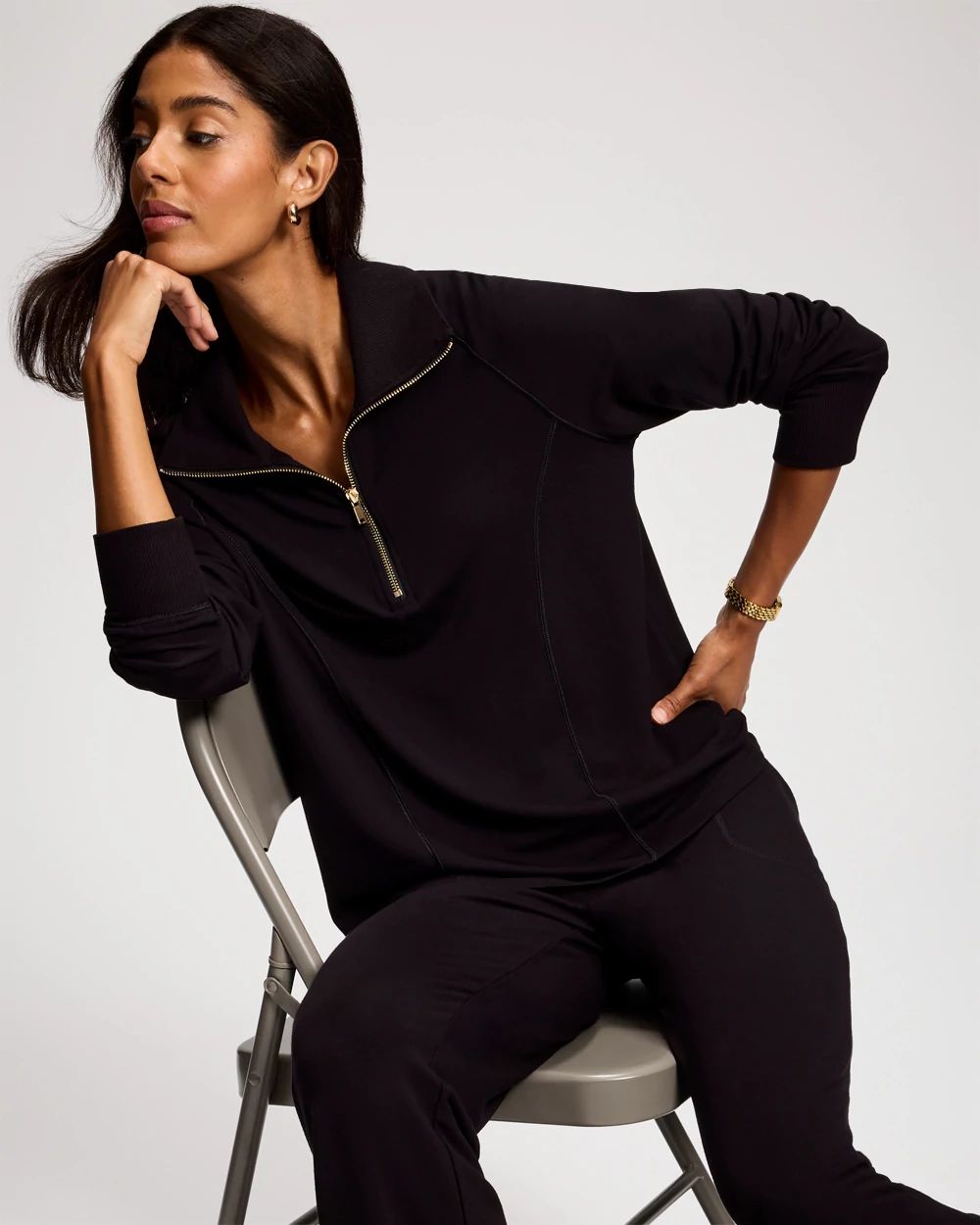 Ultra Soft Funnel Neck Quarter-Zip Top click to view larger image.