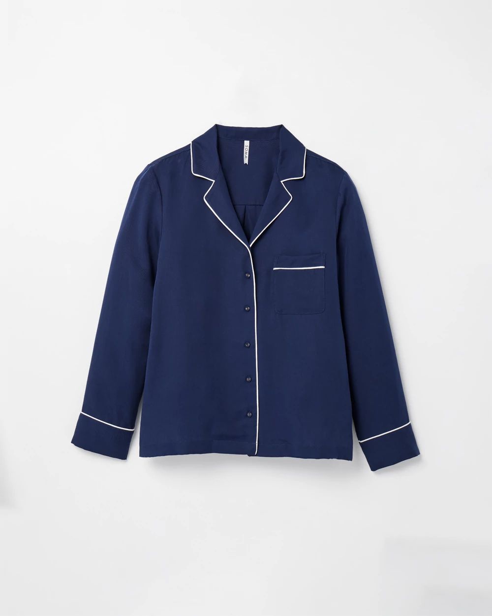 Long-Sleeve Notch Collar Pajama Top