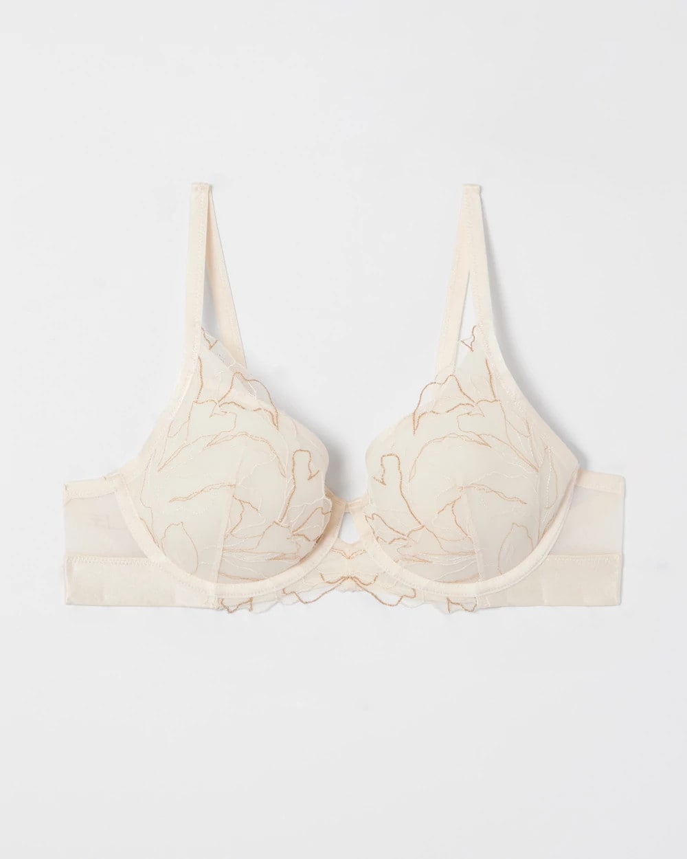 Plunge Bra with Linework Metallic Embroidery