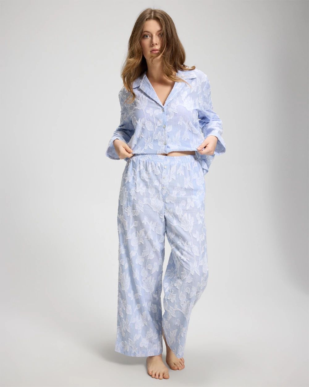 Cotton Striped Jacquard Pajama Pants