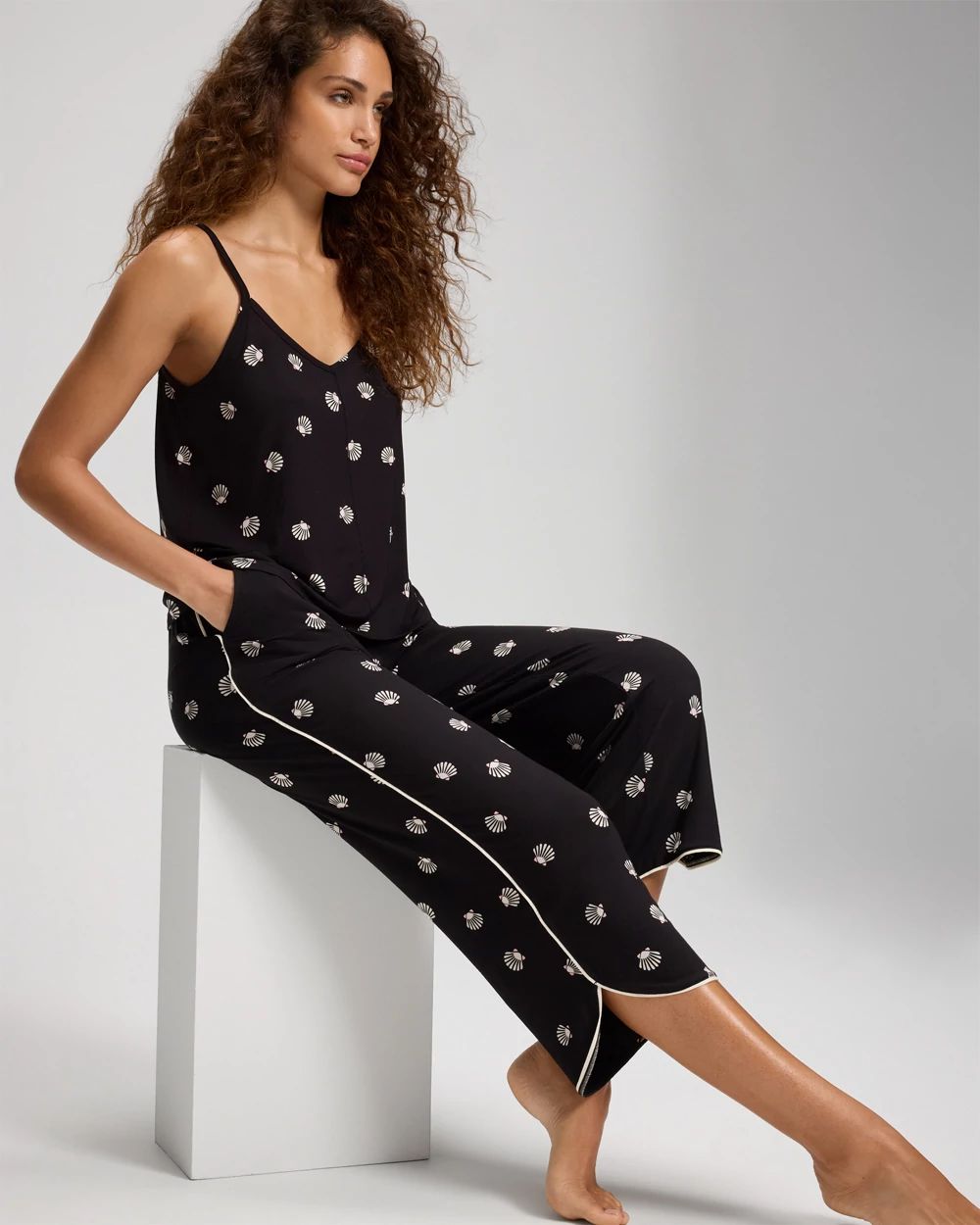 Cool Nights Piped Crop Pajama Pants