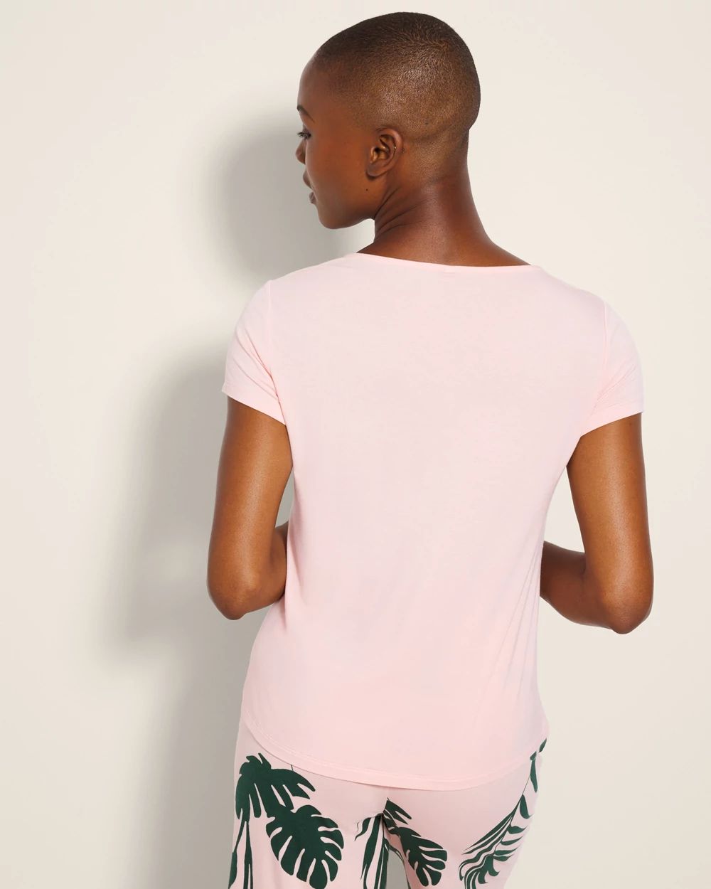 Cool Nights Ruched-Front Short-Sleeve Pajama Tee