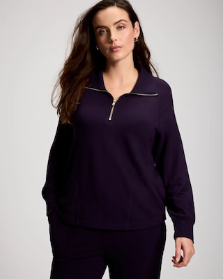Ultra Soft Funnel Neck Quarter-Zip Top