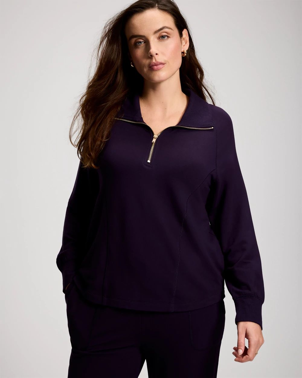 Ultra Soft Funnel Neck Quarter-Zip Top