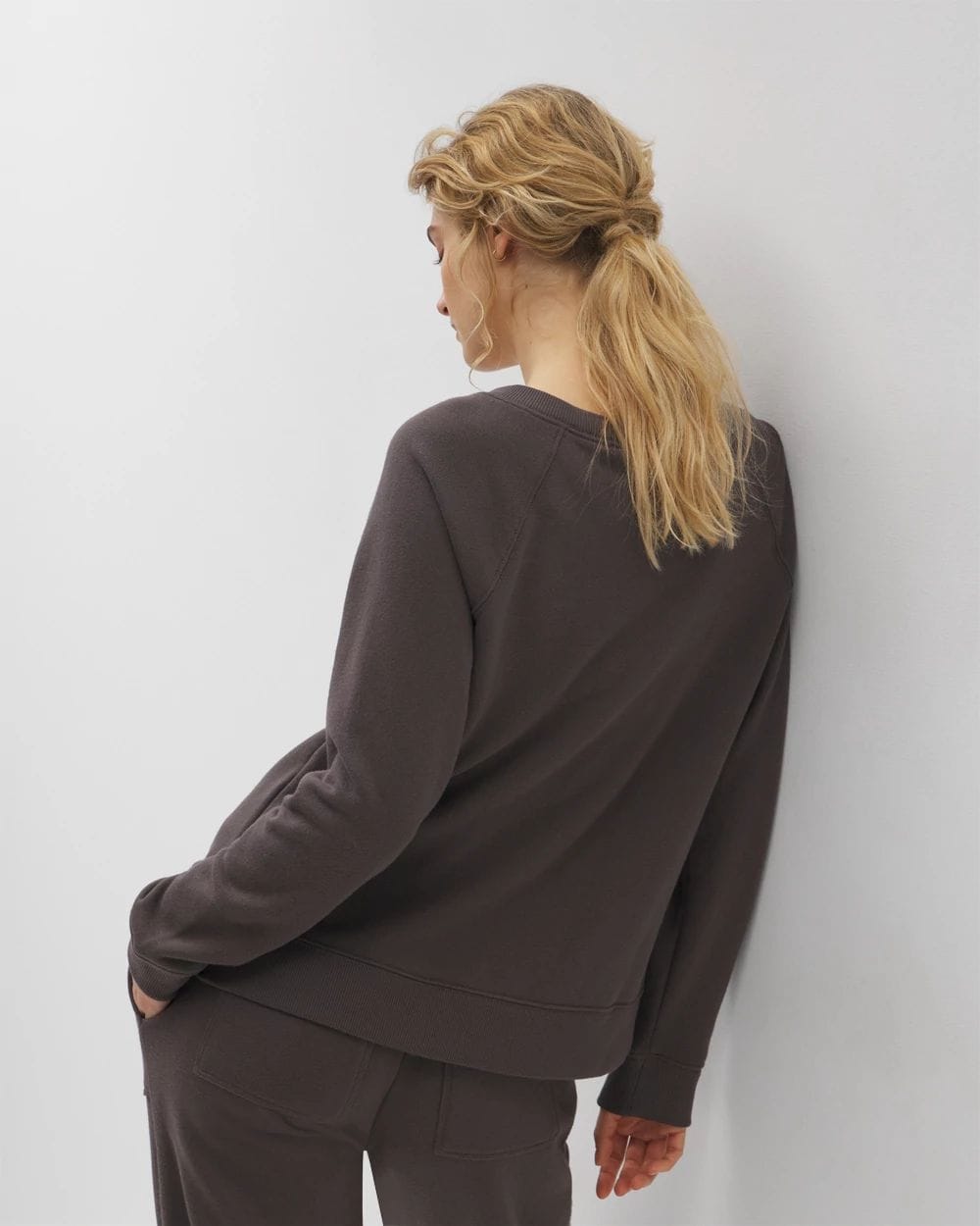 Cotton Terry V-Neck Sweatshirt