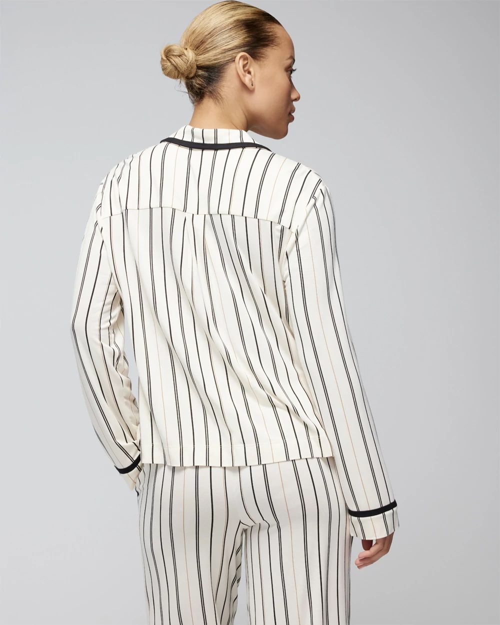 Long-Sleeve Notch Collar Pajama Top
