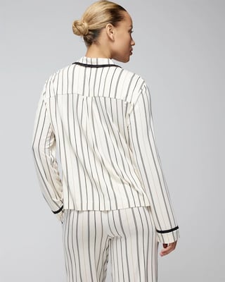 Long-Sleeve Notch Collar Pajama Top