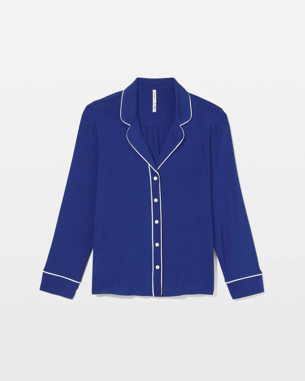Cool Nights Long Sleeve Notch Collar w/ Piped Placket Pajama Top