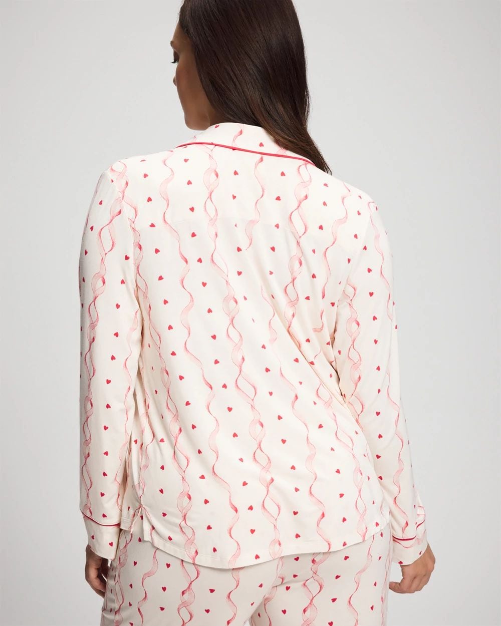 Cool Nights Long Sleeve Notch Collar with Piped Placket Pajama Top click to view larger image.