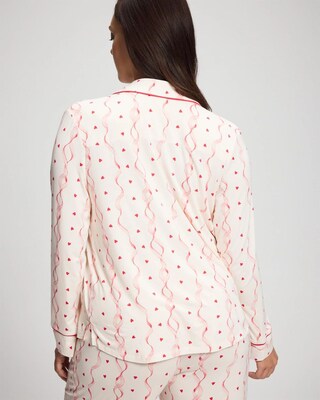 Cool Nights Long Sleeve Notch Collar with Piped Placket Pajama Top click to view larger image.