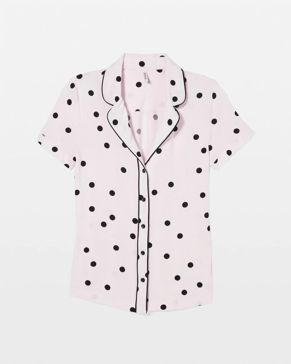 Piped Short Sleeve Notch Collar Pajama Top click to view larger image.