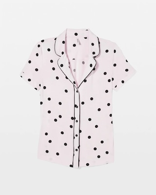 Piped Short Sleeve Notch Collar Pajama Top click to view larger image.