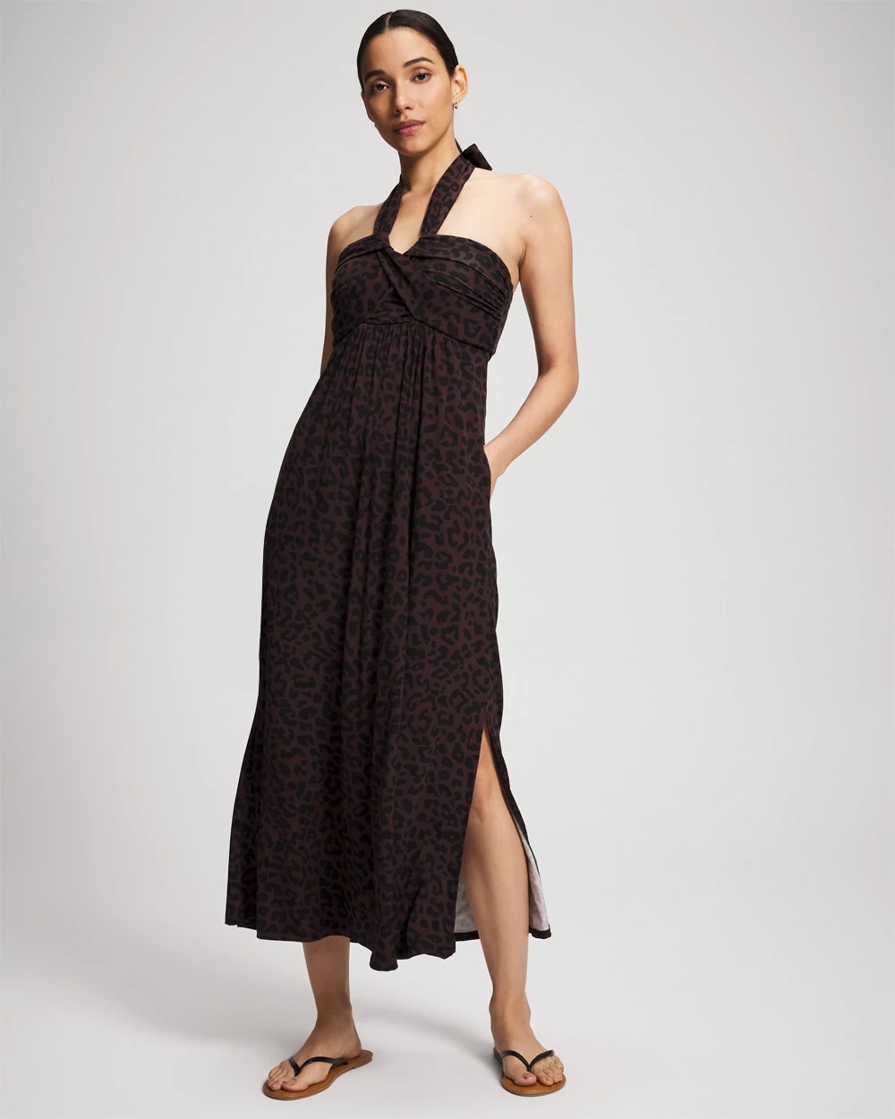 Twist-Front Halter Maxi Bra Dress