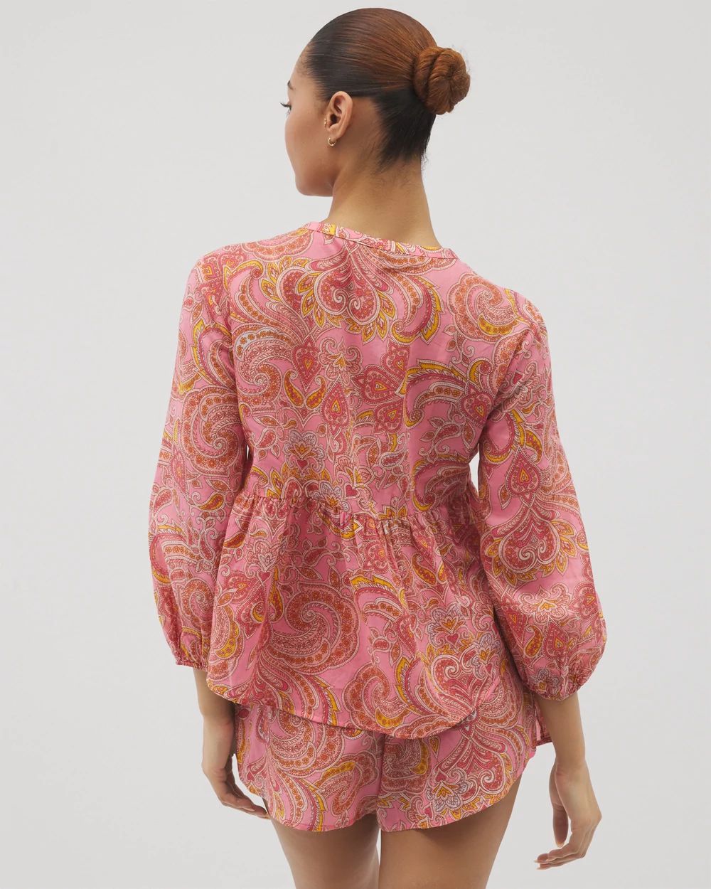 Cotton Voile Long Sleeve Pajama Top