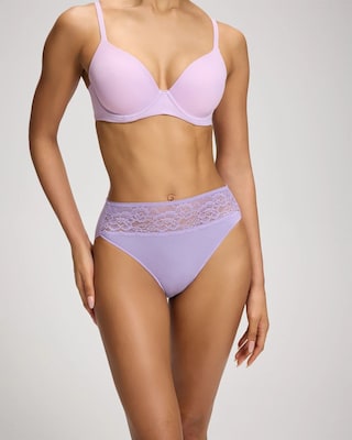 Cotton Blend High-Leg Panty with Lace