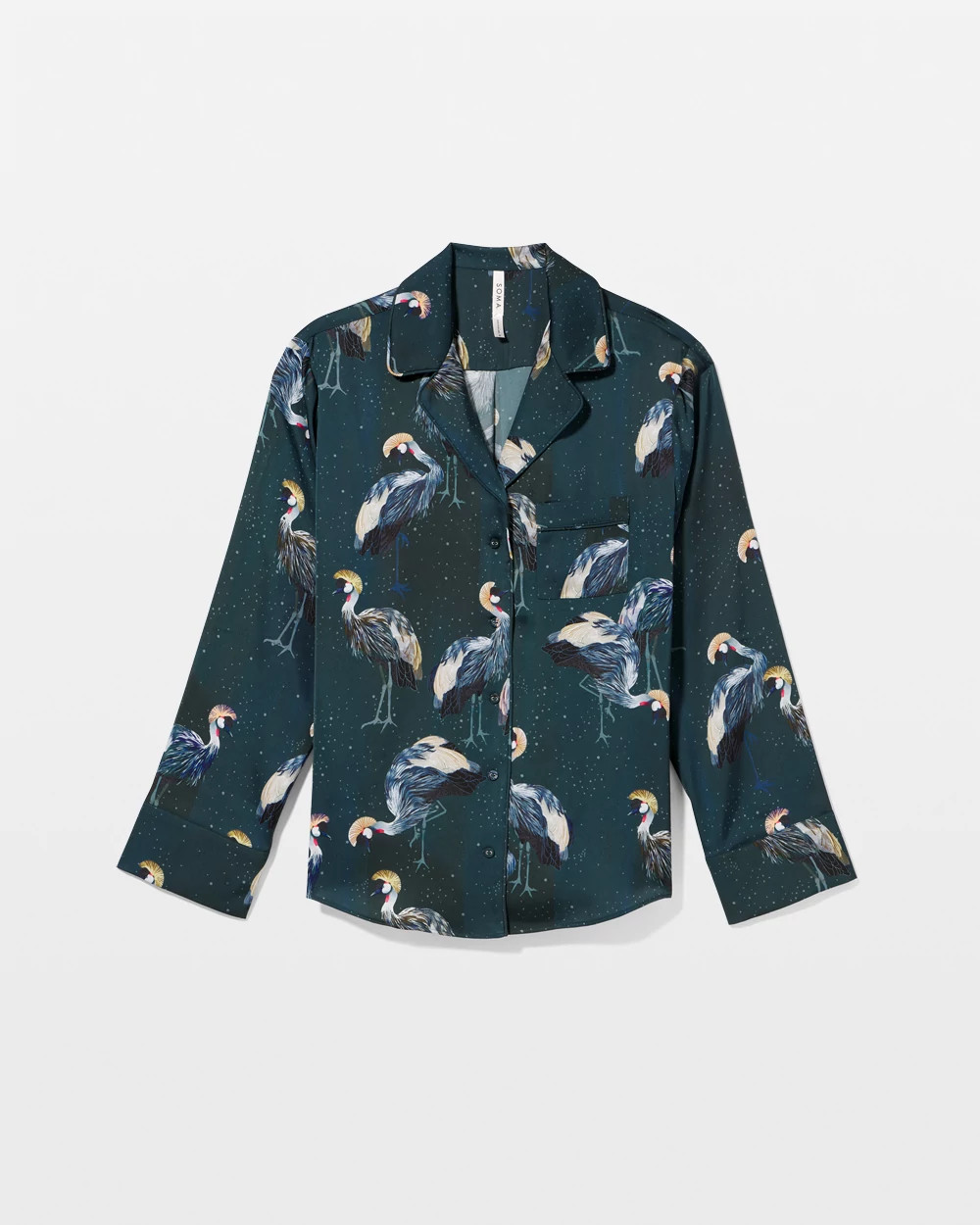 Long Sleeve Notch Collar Pajama Top