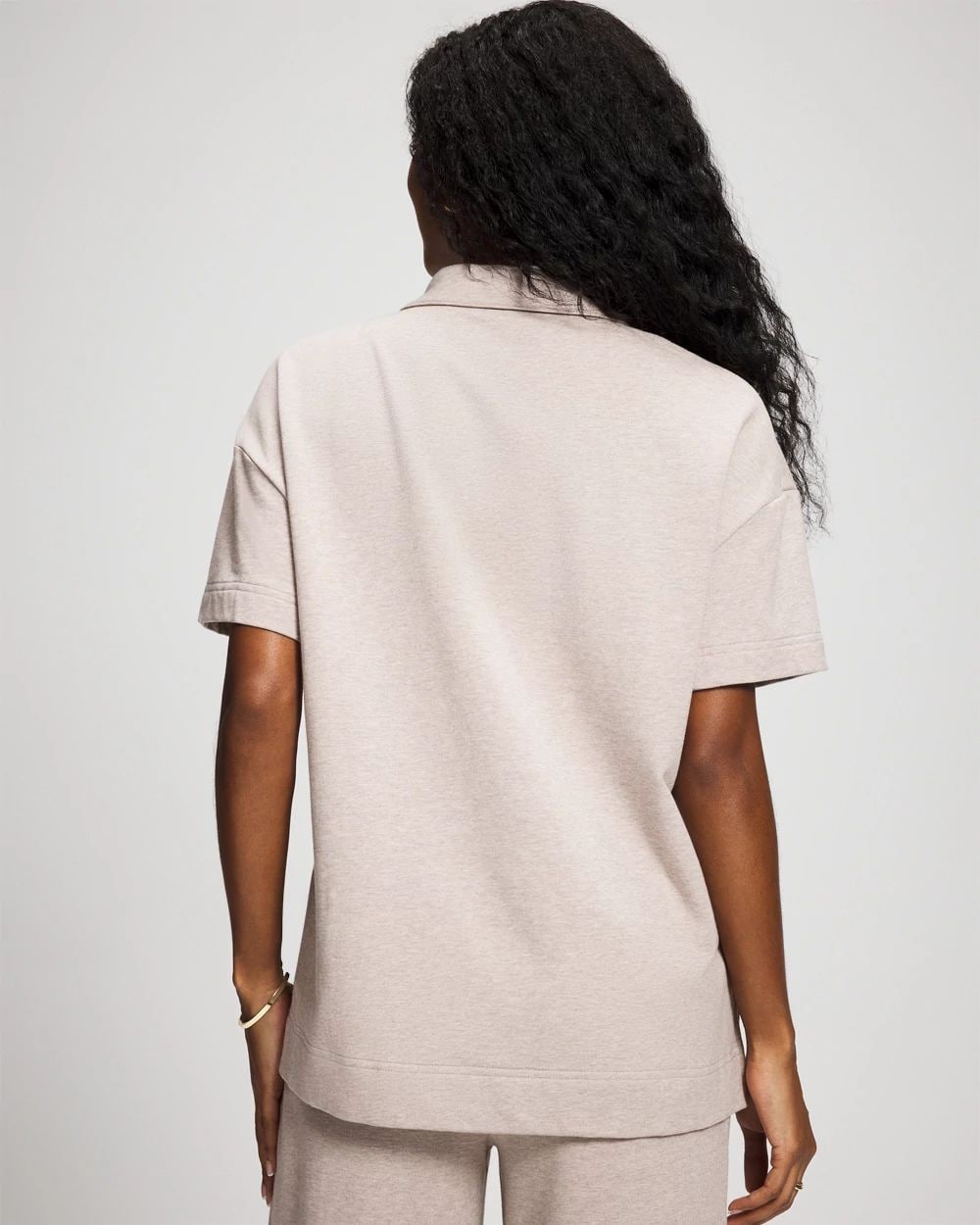 Essential Terry Quarter Zip Short Sleeve Sweatshirt click to view larger image.