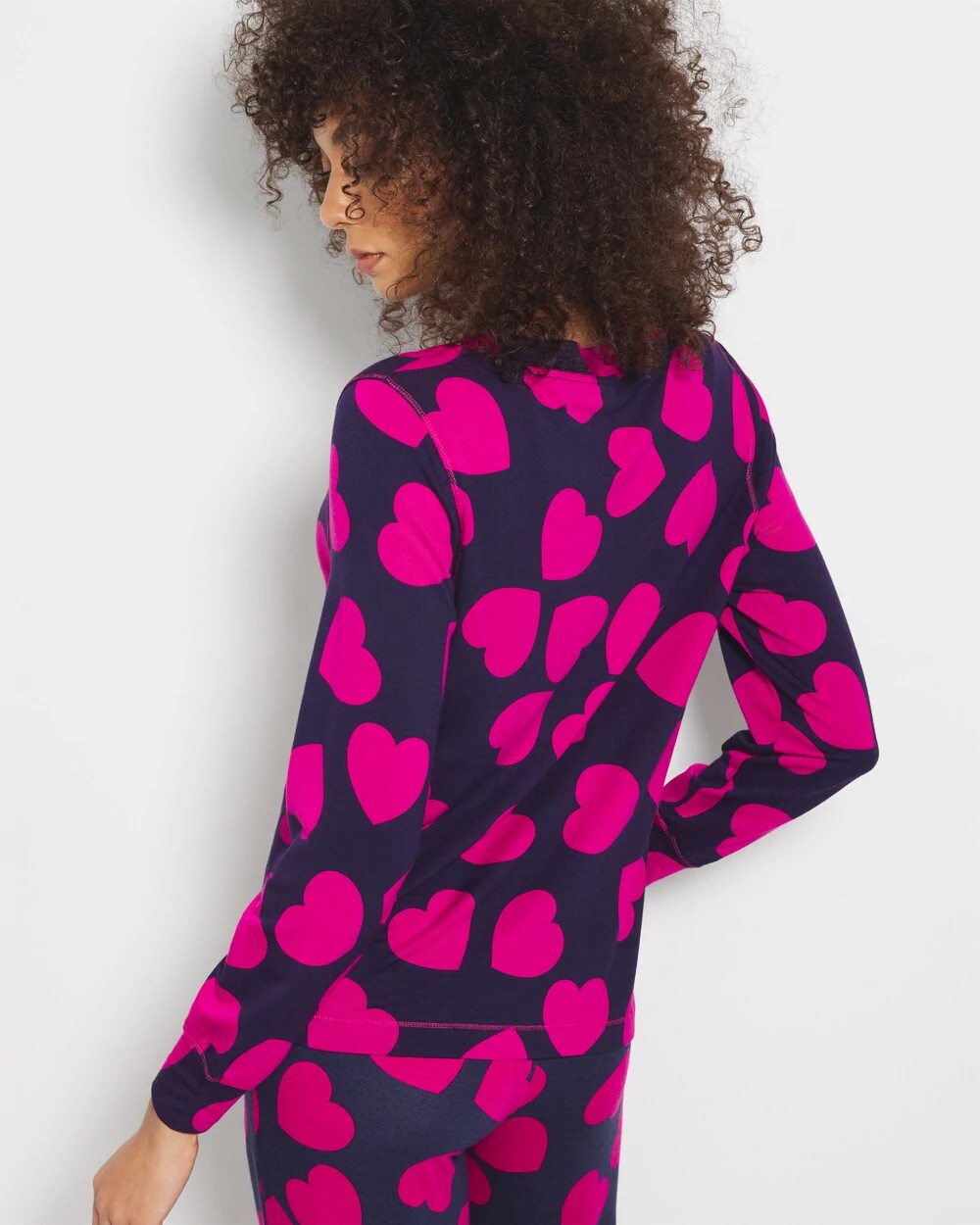 Long-Sleeve V-Neck Pajama Top