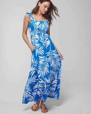 Smocked Flutter Sleeve Maxi Bra Dress