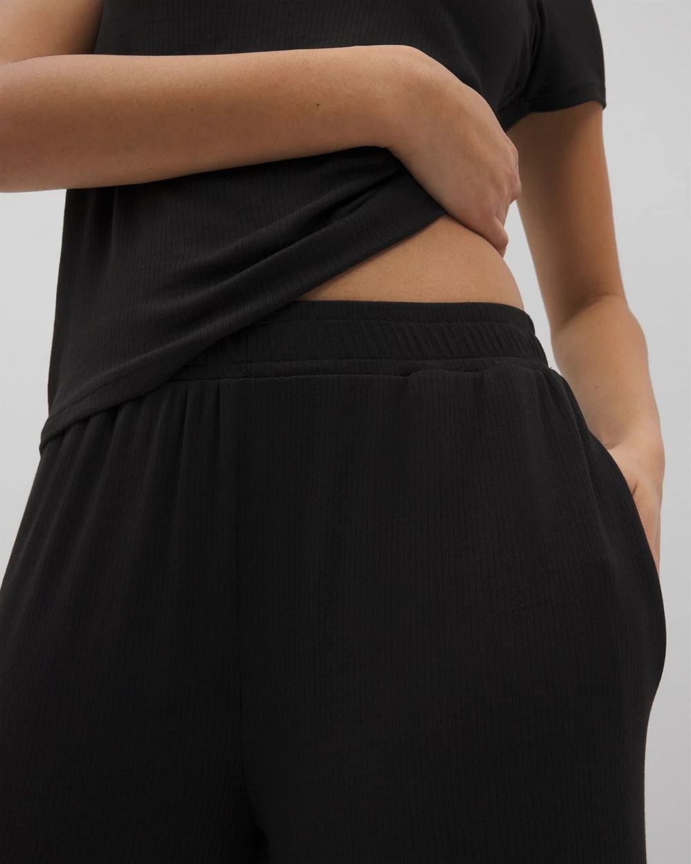 Lightweight Rib Knit Wide Leg Pajama Pants