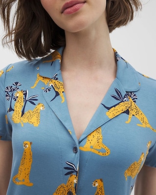 Short Sleeve Notch Collar Pajama Top click to view larger image.