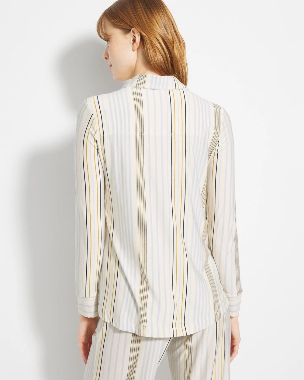 Long-Sleeve Printed Notch Collar Pajama Top click to view larger image.