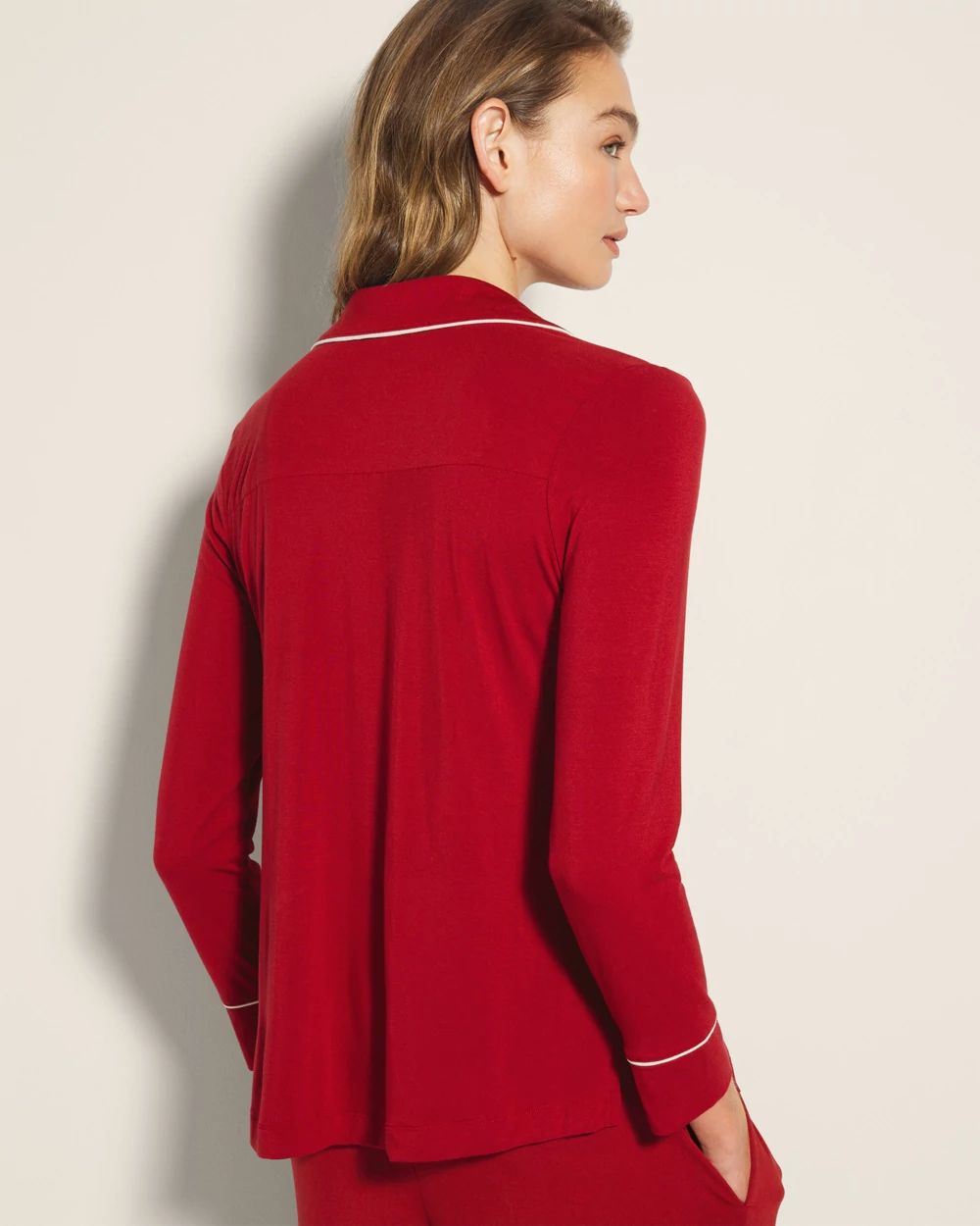 Cool Nights Long-Sleeve Notch Collar Pajama Top