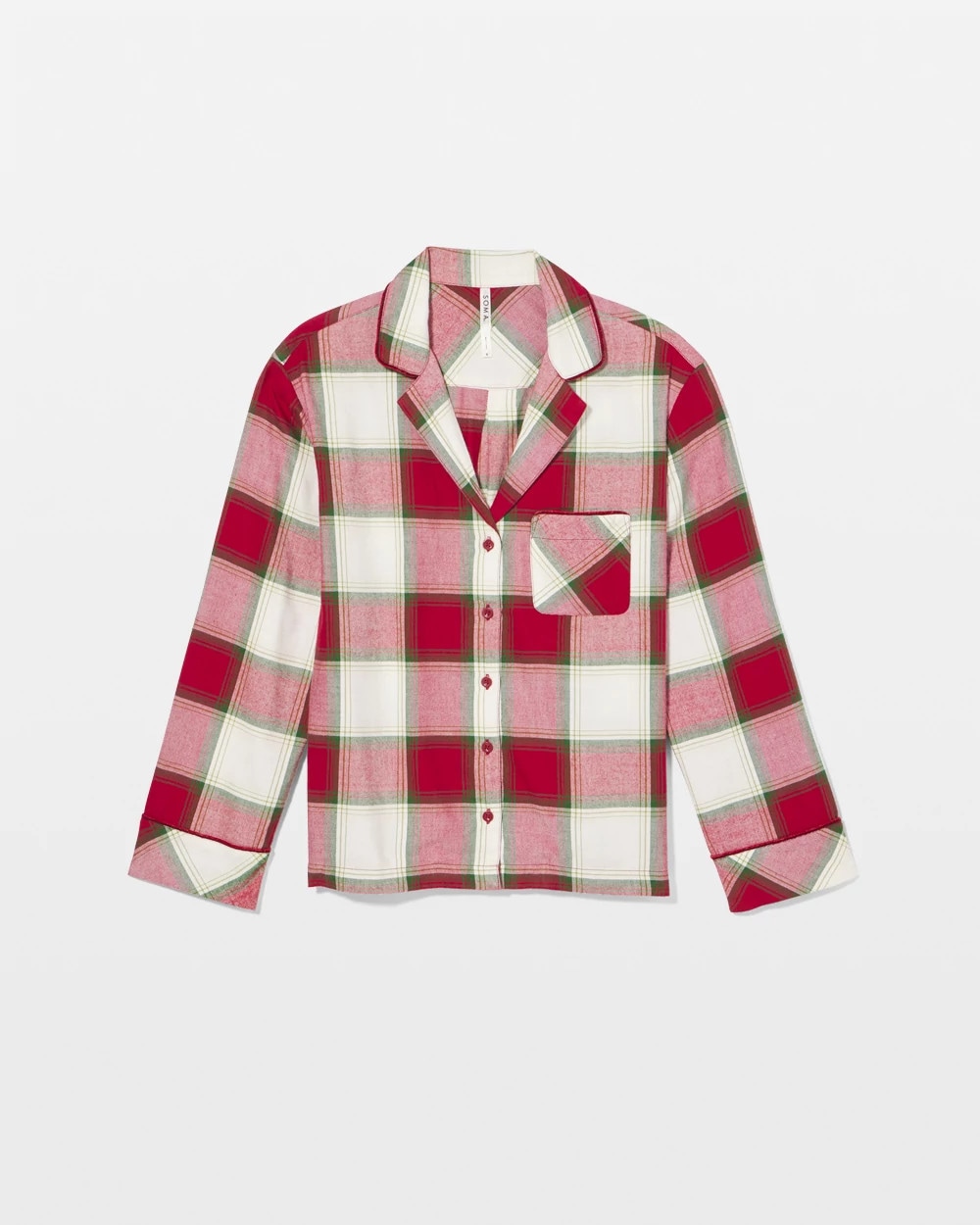 Long-Sleeve Notch Collar Pajama Top