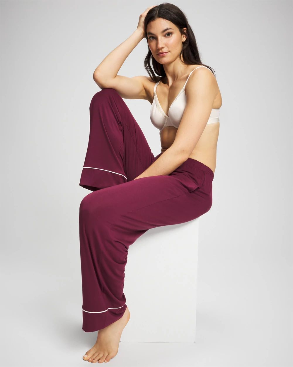 Cool Nights Solid Piped Pajama Pant